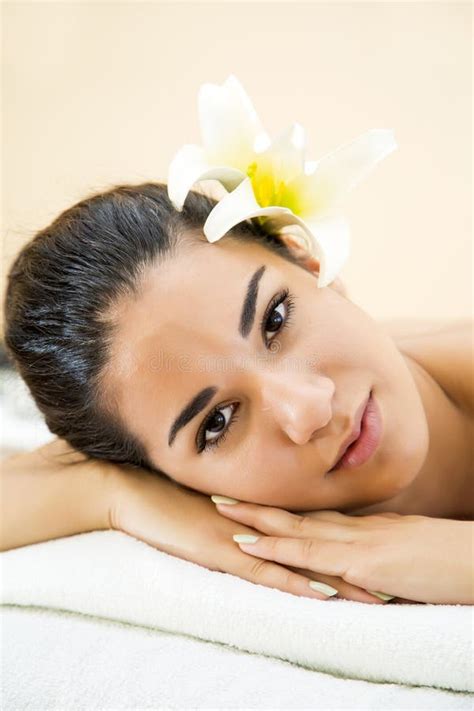 Pretty Young Woman Having Massage Stock Image Image Of Flower Calm