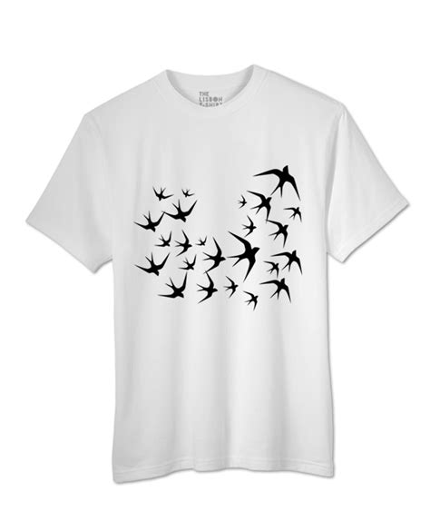 black swallows t shirt with flock of swallows design by luís val