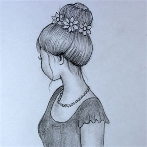 draw girl face  side view pencil sketch drawing