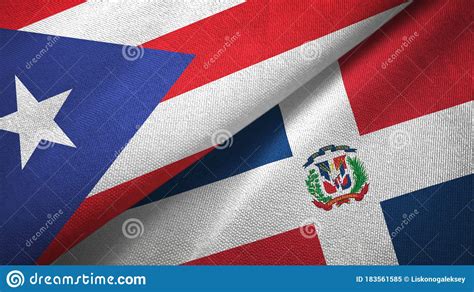 Puerto Rico And Dominican Republic Two Flags Textile Cloth