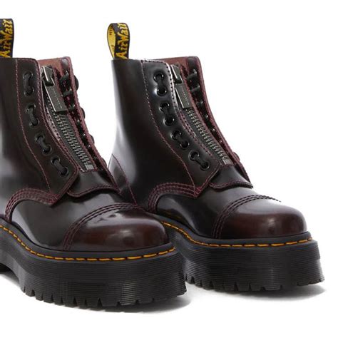 dr martens platform boots  signature cherry red withguitars