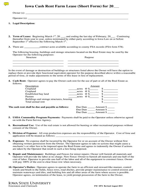 iowa farm lease fill   sign printable  template signnow