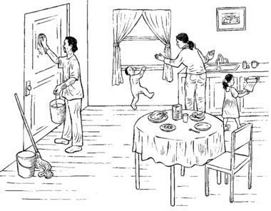 cleaning house  coloring page coloring pages