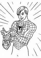 Coloring Man Spider Pages Spiderman Peter Parker Mask Without Spidermans Costume Colouring Print Pdf Superhero Template Sheets Coloriage Printable Momjunction sketch template