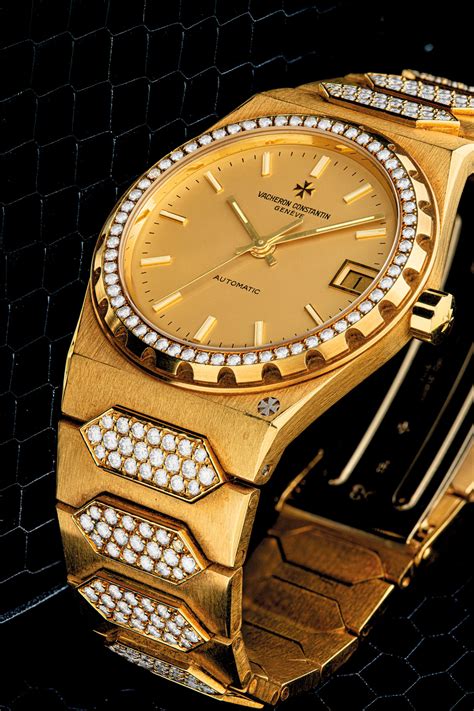 vacheron constantin   gold  diamond set automatic wristwatch  sweep centre seconds