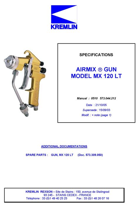 kremlin rexson airmix mx  lt specifications   manualslib