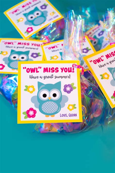 owl   summer break gift tag template teacher student etsy