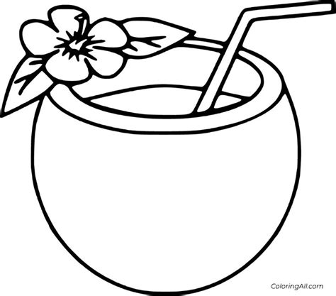 drink   glass   straw  flower   rim coloring page