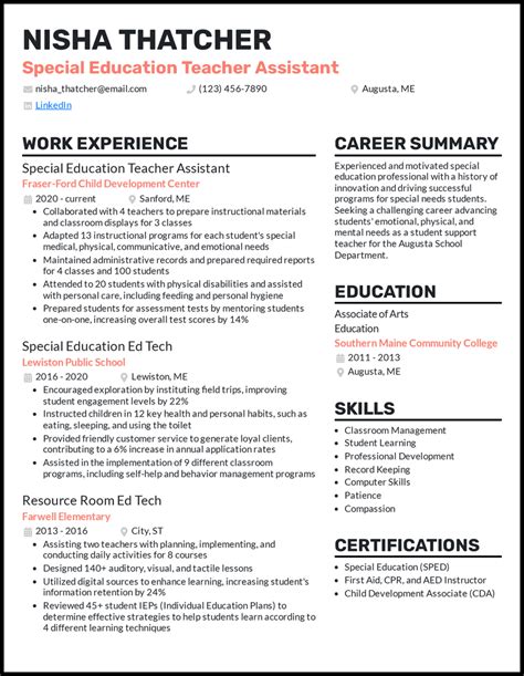 teacher assistant resume examples  worked