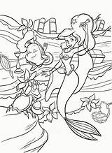 Coloring Ariel Flounder Sebastian Pages Walt Princess Disney sketch template