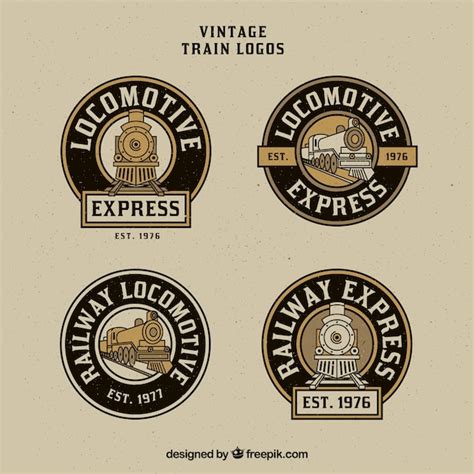 vector rounded vintage train logo pack