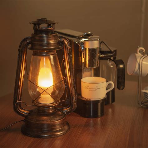 vintage rustic accent  fashioned electric lantern oil lamp  edison led ebay