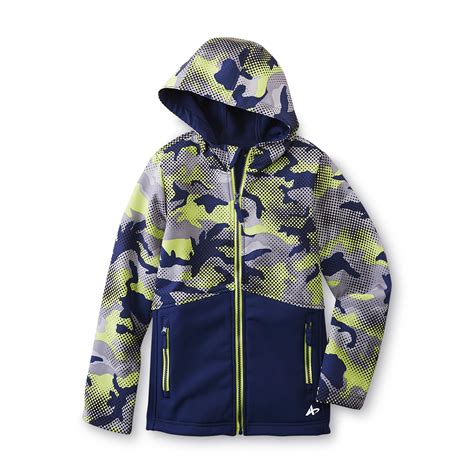 athletech boys hooded fleece lined windbreaker jacket camouflage shop