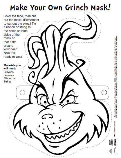 grinch mask coloring page