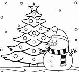 Christmas Tree Coloring Pages Print Snowman sketch template