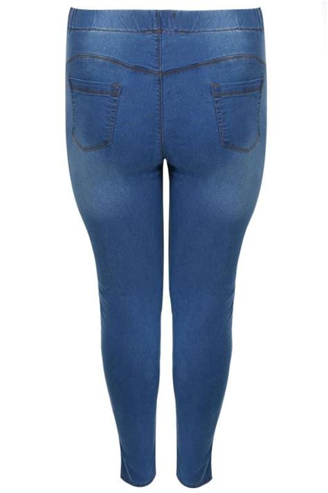 mid blue pull on lola jeggings plus size 16 to 32