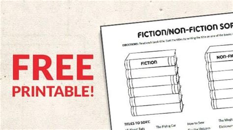 printable fiction  nonfiction sort nonfiction activities