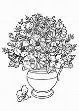 Coloring Vase Flowers Pages Realistic Kids Flower Drawing Bouquet Printable Clipart Book Adults Printables Sunflower Mothers Online Drawings Adult Floral sketch template