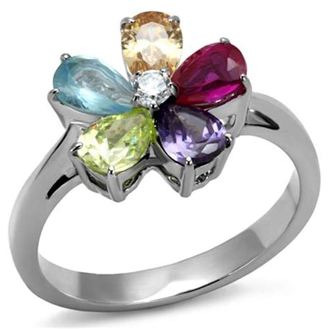 ct mulit color cubic zirconia stainless steel cocktail ring womens sz    kind