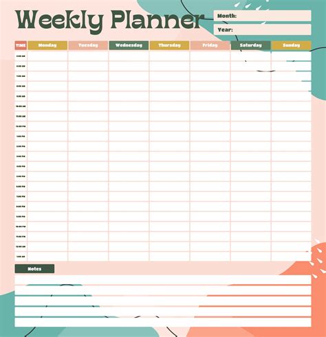 hourly day planner printable pages     printablee