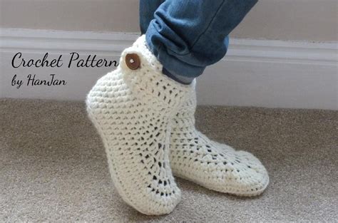 cosy adult slipper button crochet boots crochet pattern by hannah cross crochet patterns
