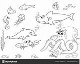 Marino Fondale Coloriage Seabed Geitjes Beeldverhaal Jonge Marini Marinos Marien Moon Octopus Acuaticos Pesci Dolphin Starfish Mariene Fishing Boat Coloritura sketch template