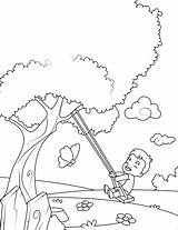 Swing Boy Coloring Pages Swinging Printable Little Lente Kinderen Kids A4 Categories Kleurplaat Zo Kleurplaten Spring sketch template