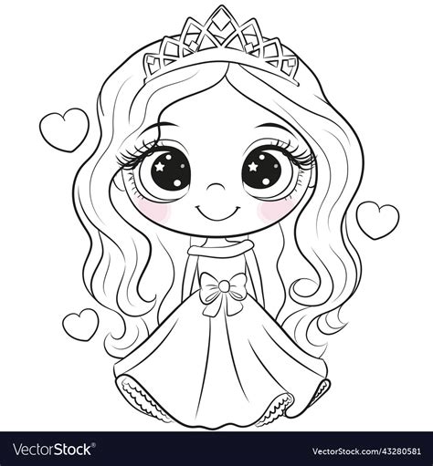 princess outlined  coloring book isolated vector image