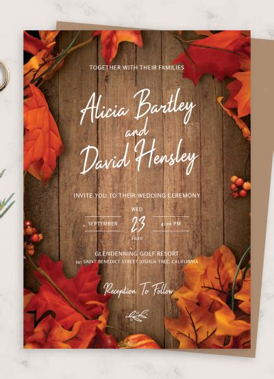 printable fall rustic wedding invitation