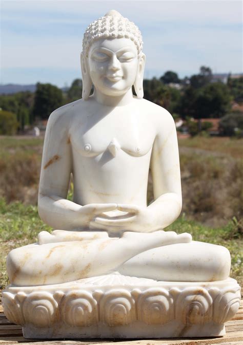 sold marble meditating jain mahavira statue  wm hindu gods
