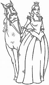 Coloring Princess Horse Pages Purplekittyyarns Princess1 sketch template