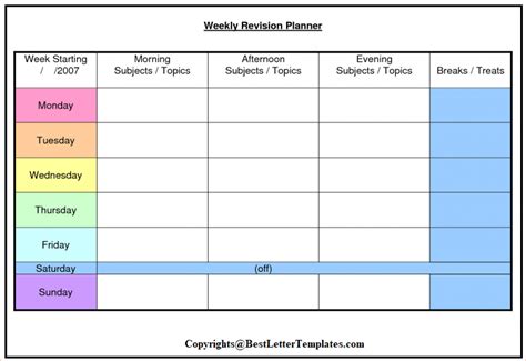 printable children  weekly planner template printable templates
