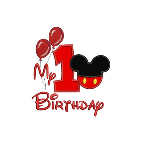 st birthday mickey balloon birthday applique design
