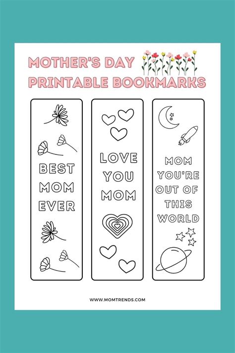 mothers day printable bookmark mothers day book diy mothers day gifts