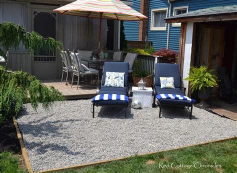 backyard makeover pea gravel patio red cottage chronicles