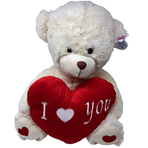 valentines day teddy soft white teddy bear  red heart written
