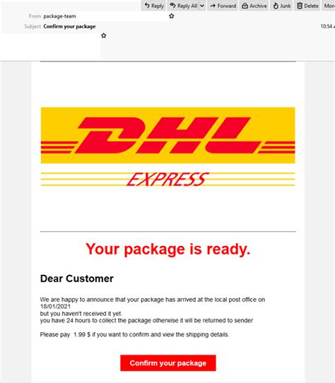 phishing email scam impersonating dhl claims  package  ready employs recaptcha feature