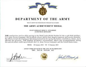 write  army achievement medal
