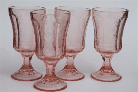Vintage Pink Glass Water Glasses Recollection Reproduction Depression