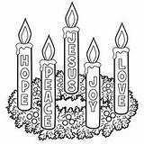 Advent Coloring Wreath Activities Kids Candle Christian Printable sketch template