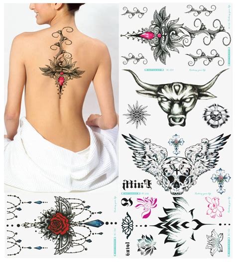 15pcs large temporary tattoos new waterproof temporary tattoo stickers