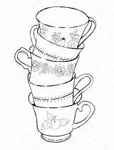 Coloring Tea Cup Teacup Pages Printable Cups Stamp Getcolorings Getdrawings Adults Pag Color Colorings sketch template