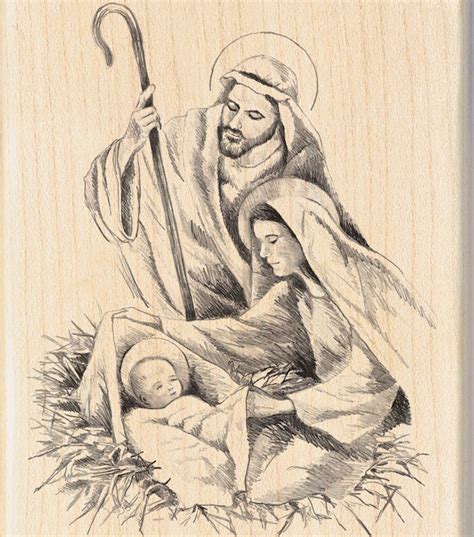 inkadinkado mounted rubber stamp  nativity nativity painting