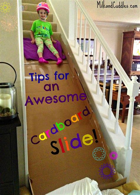 build a cardboard slide on the stairs