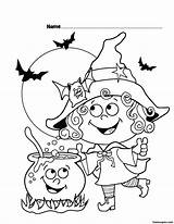 Halloween Witch Coloring Pages Printable Witches Cute Kids Getcoloringpages sketch template