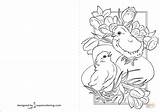 Easter Coloring Card Chicks Pages Printable Cards Drawing Colorings sketch template