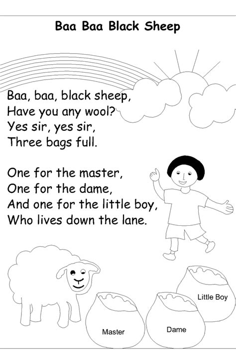 nursery rhyme coloring pages ba ba ba black sheep