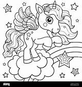 Unicorno Arcobaleno Carino Stelle Stampe Alamy Postcards Progettazione Libri Tatuaggi Cartoline sketch template