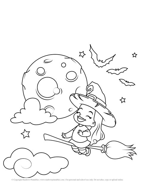 cute halloween coloring pages rainbow printables