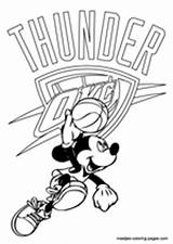 Coloring Thunder Pages Oklahoma City Nba Basketball Mickey Mouse sketch template